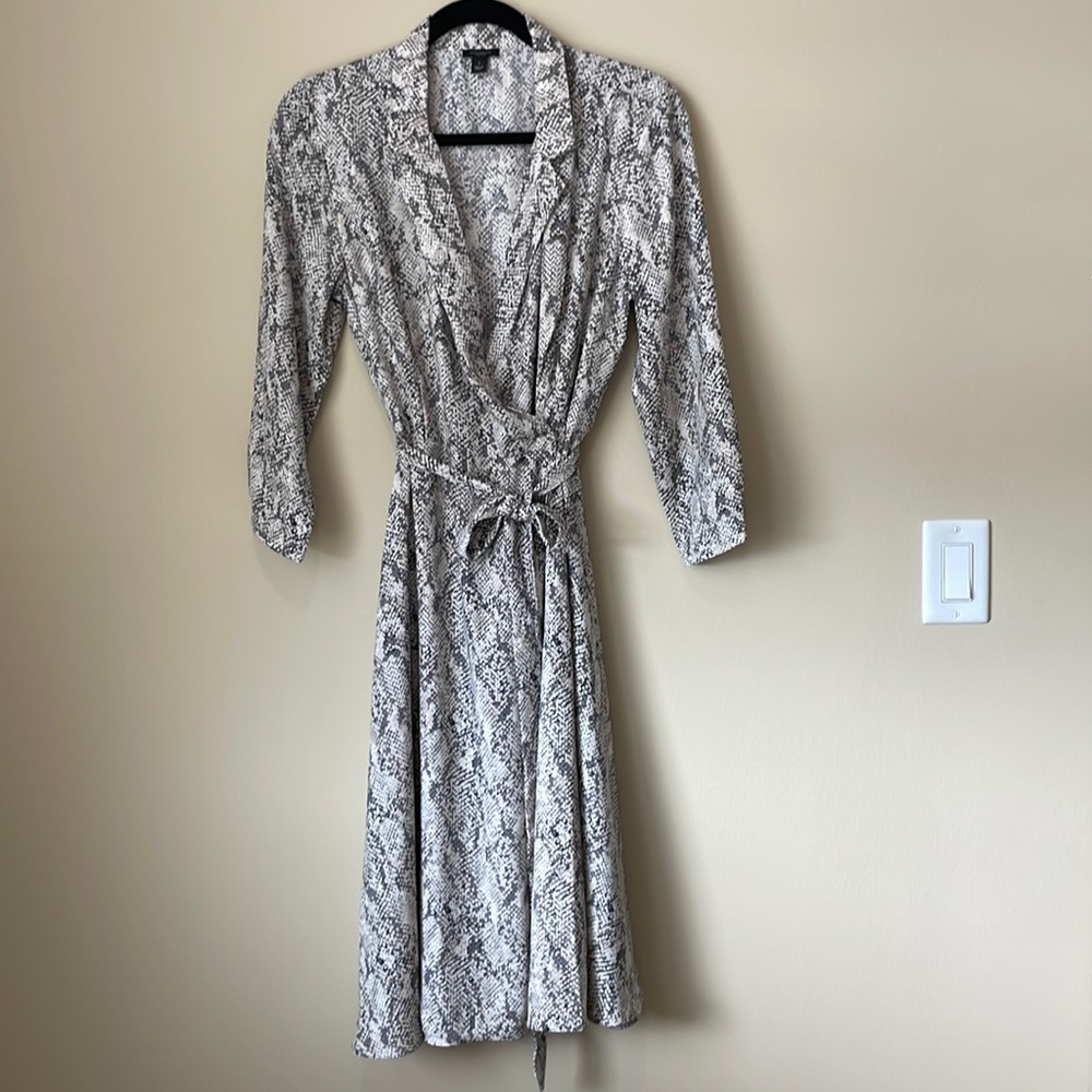 Animal Print Wrap Midi Dress